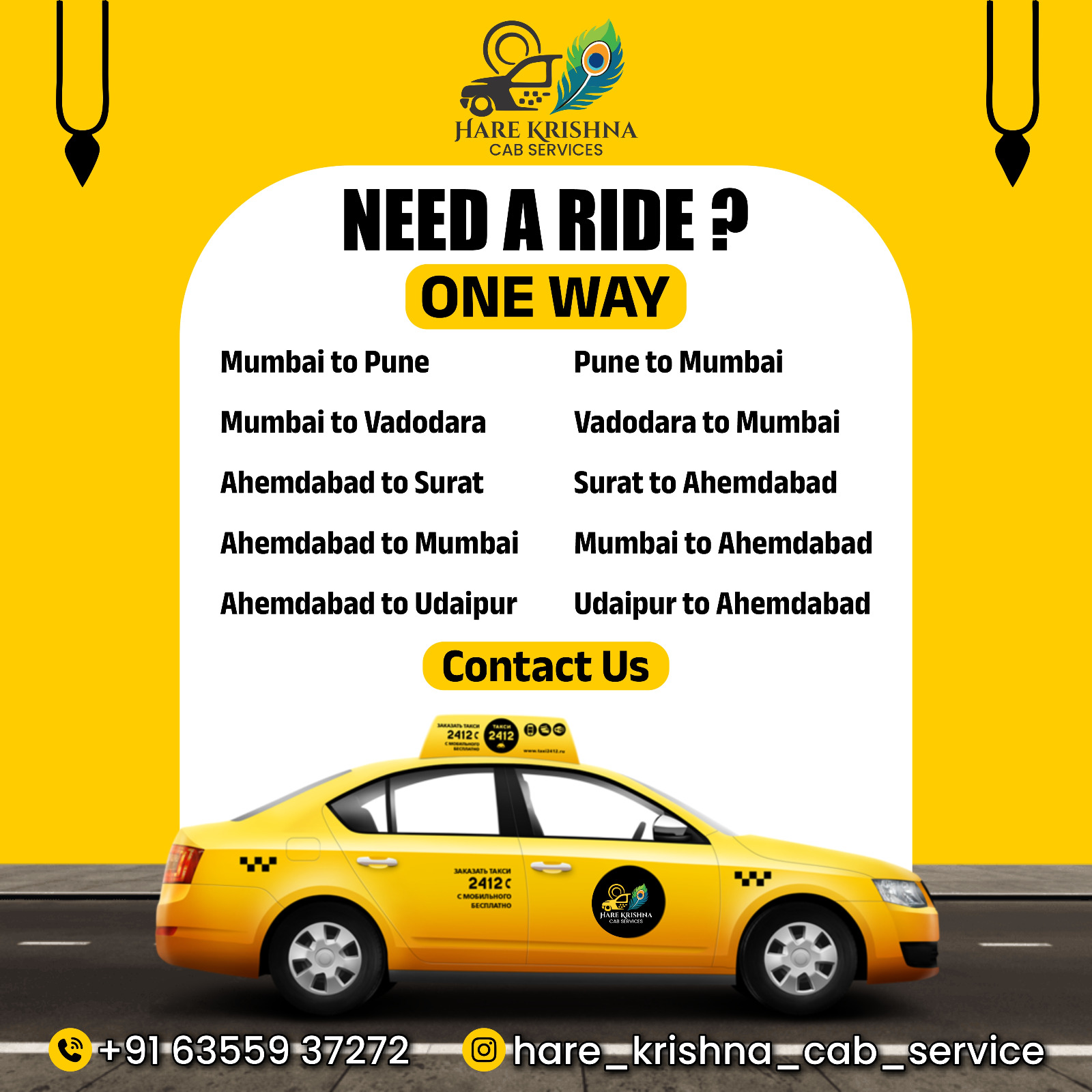 Vadodara Ahmedabad Mumbai Surat Udaipur One Way Cab Service